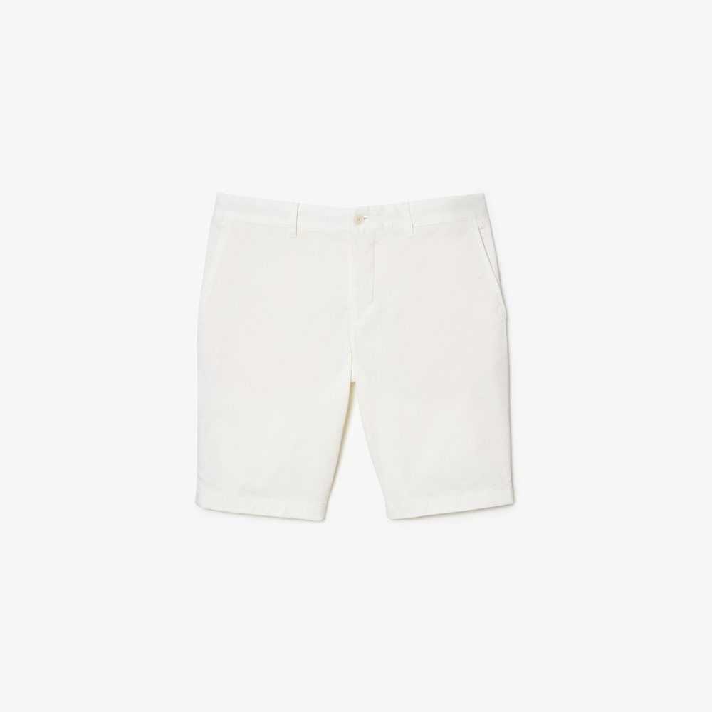 Lacoste Slim Fit Stretch Cotton Bermuda Shorts White | ZYSW-64905