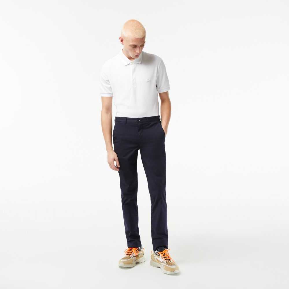 Lacoste Slim Fit Stretch Cotton Chinos Navy Blue | SJRP-57392