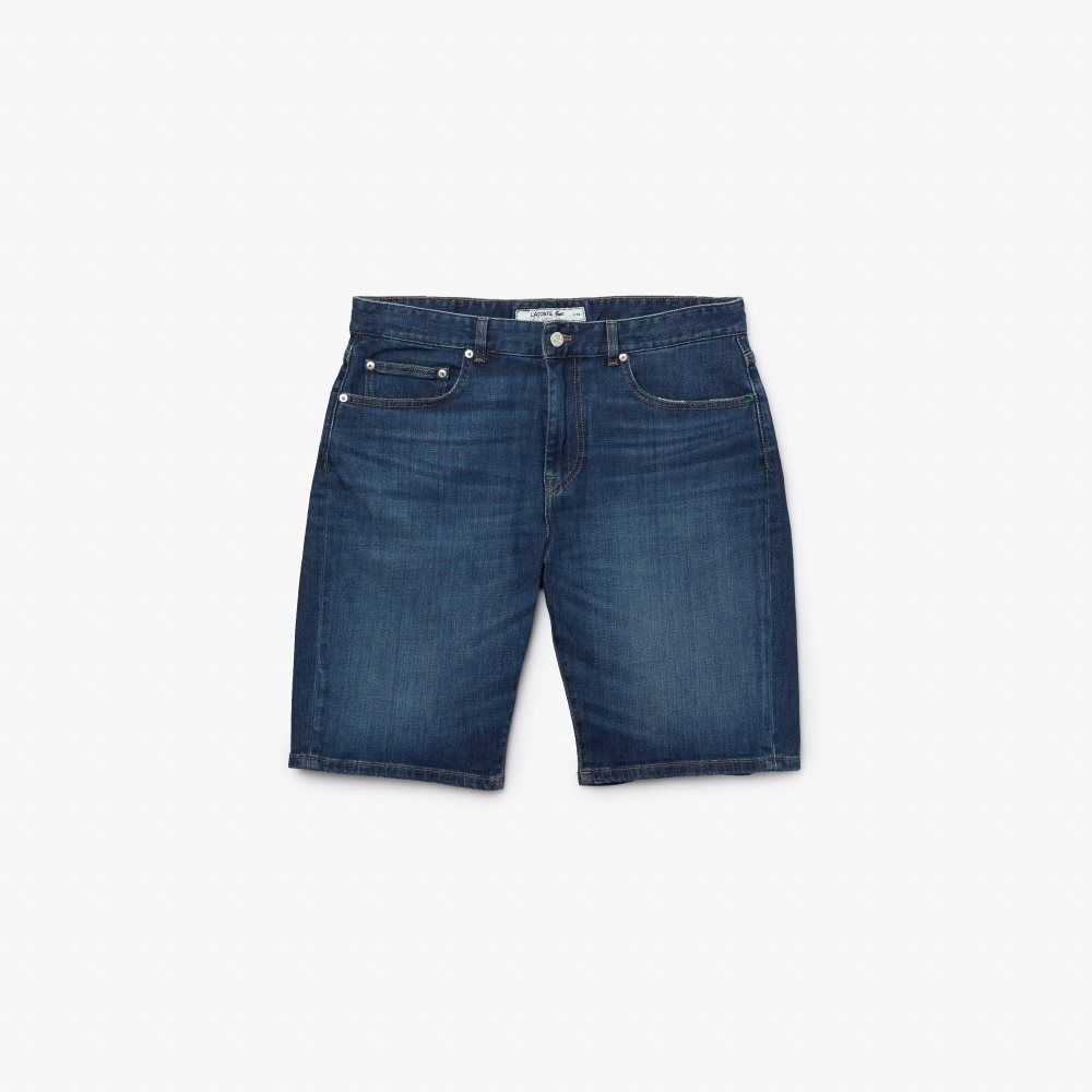 Lacoste Slim Fit Stretch Cotton Denim Bermuda Shorts Blue | CYWR-54872