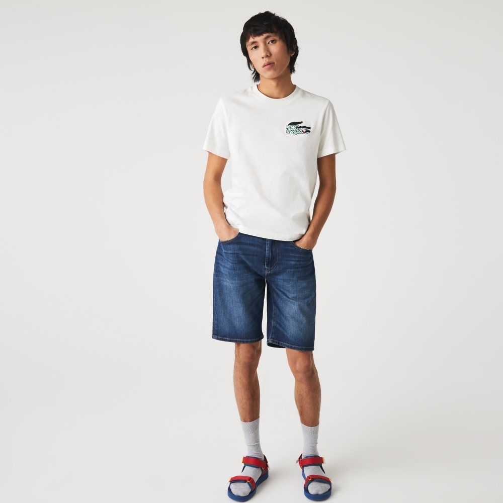 Lacoste Slim Fit Stretch Cotton Denim Bermuda Shorts Blue | CYWR-54872