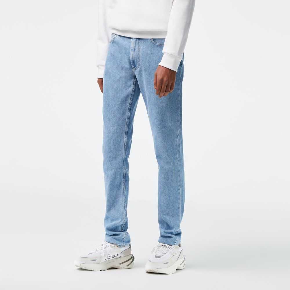 Lacoste Slim Fit Stretch Cotton Denim Pants Blue | SYWJ-69015