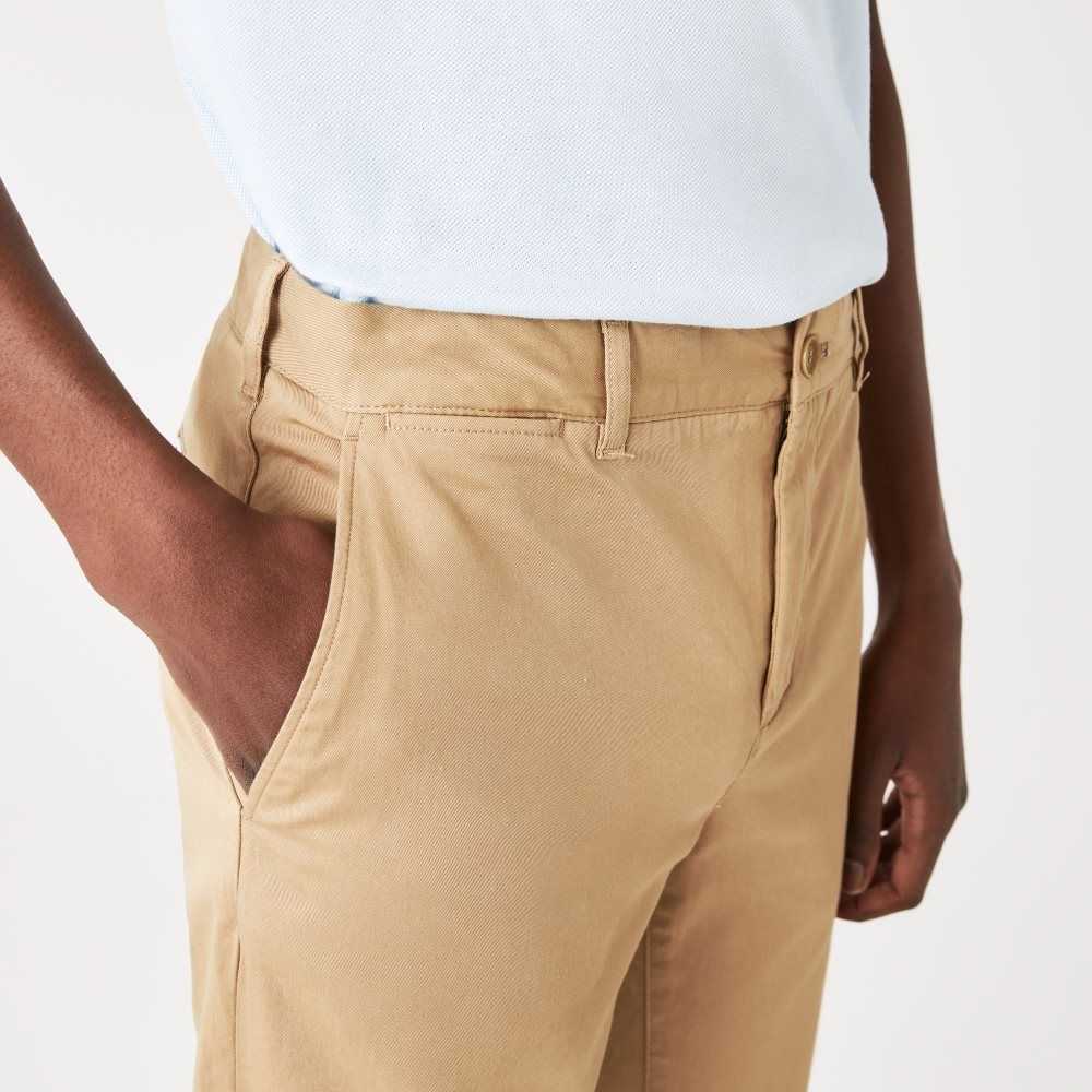 Lacoste Slim Fit Stretch Cotton Pants Beige | LHVW-85290