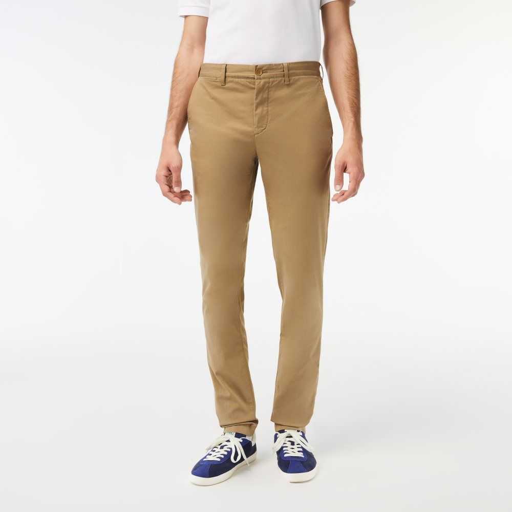 Lacoste Slim Fit Stretch Cotton Pants Beige | XIUZ-52017