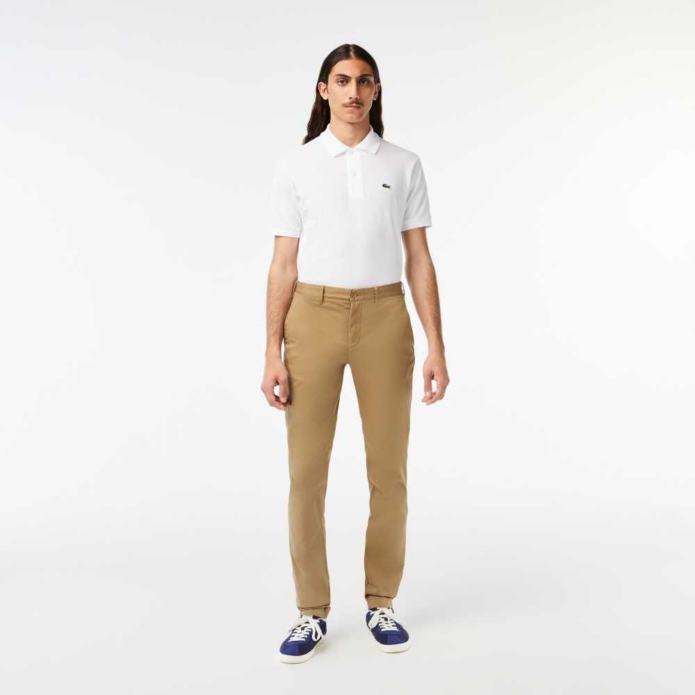 Lacoste Slim Fit Stretch Cotton Pants Beige | XIUZ-52017