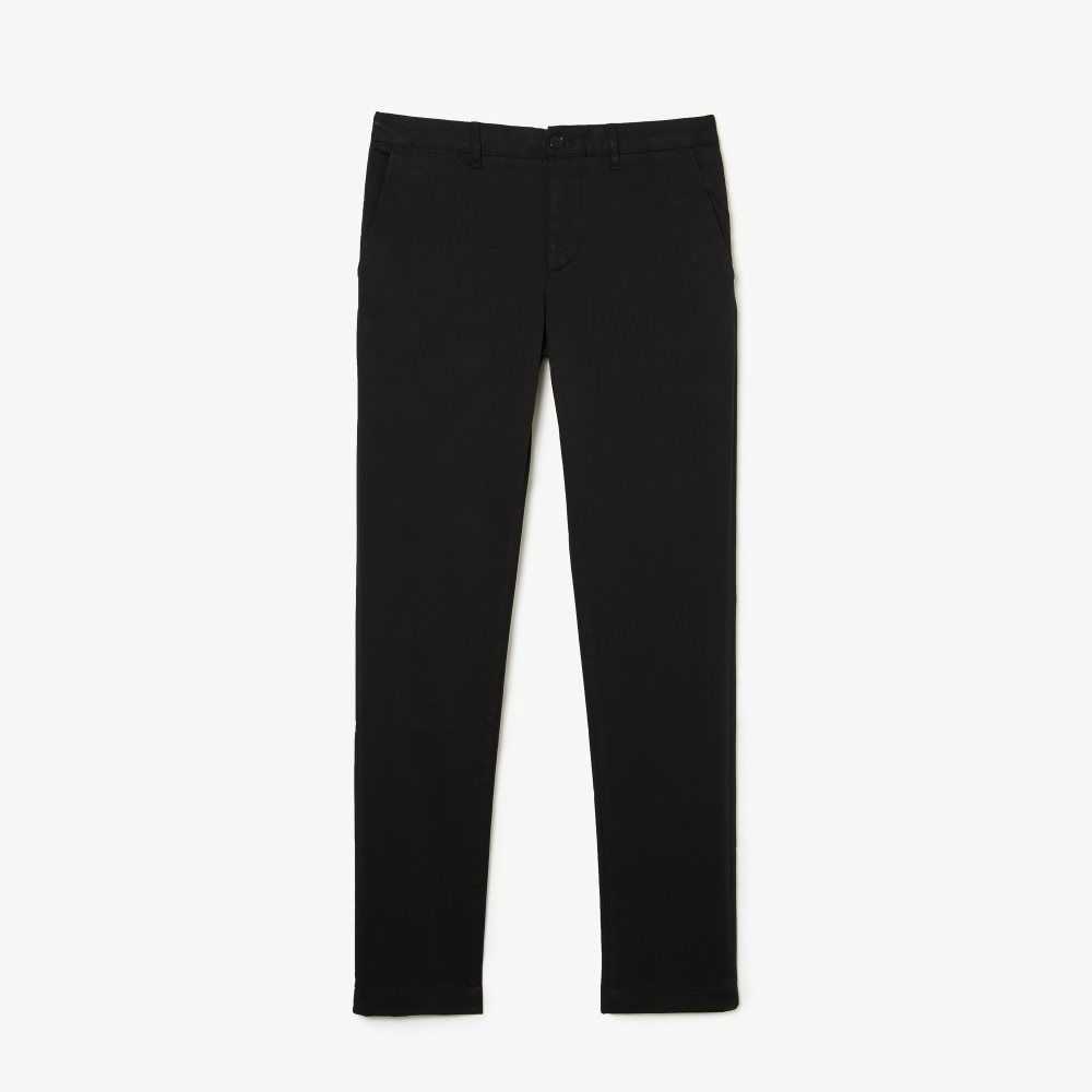Lacoste Slim Fit Stretch Cotton Pants Black | HNTU-52907