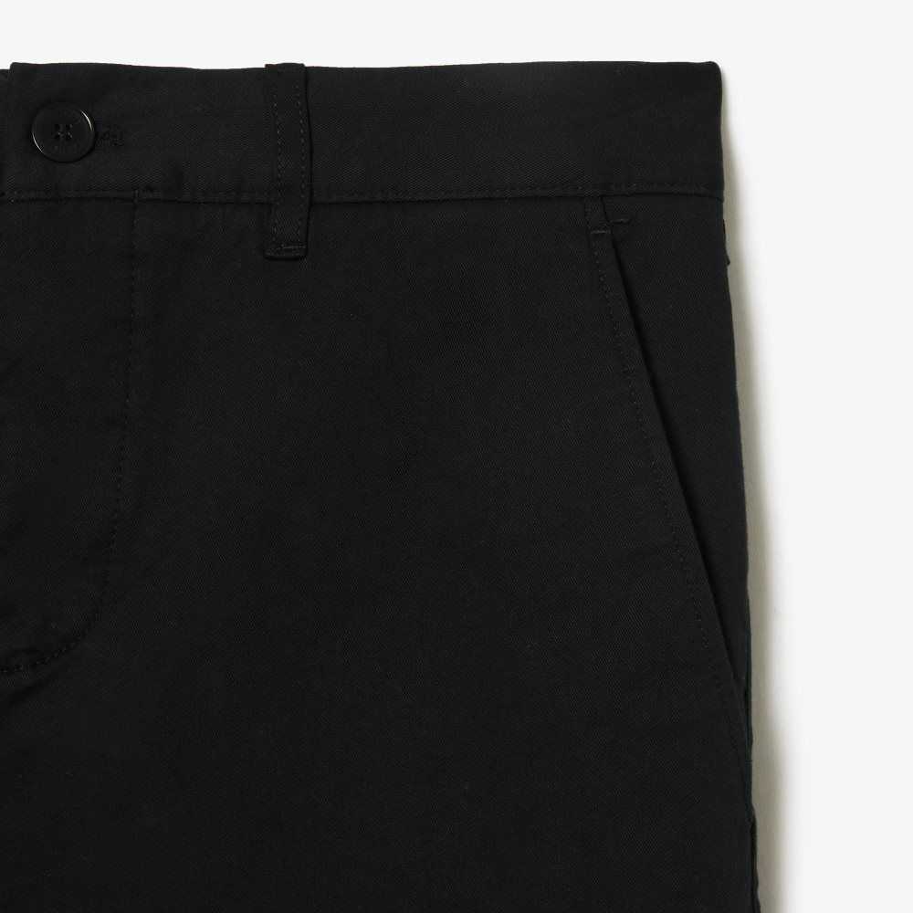 Lacoste Slim Fit Stretch Cotton Pants Black | HNTU-52907