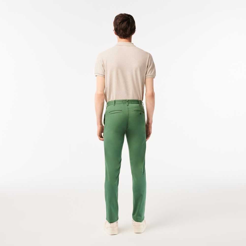 Lacoste Slim Fit Stretch Cotton Pants Khaki Green | IBTR-51706
