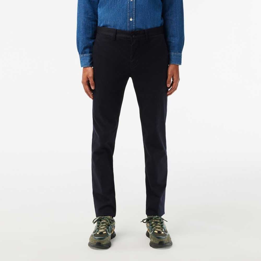 Lacoste Slim Fit Stretch Cotton Pants Navy Blue | NABS-45093
