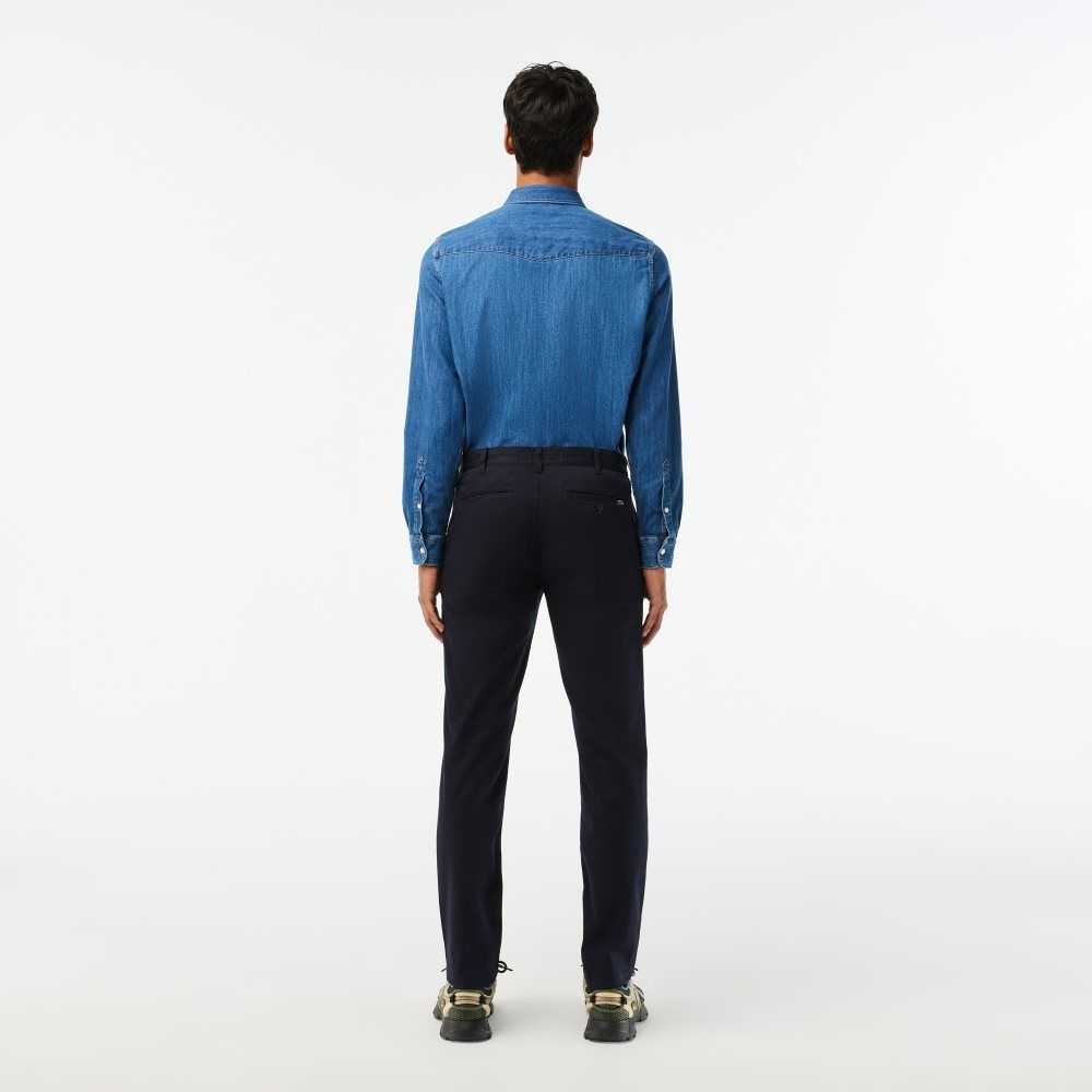Lacoste Slim Fit Stretch Cotton Pants Navy Blue | NABS-45093