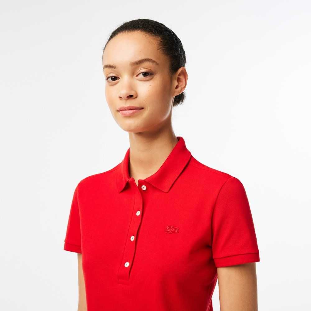 Lacoste Slim Fit Stretch Cotton Pique Polo Red | AYCT-25087