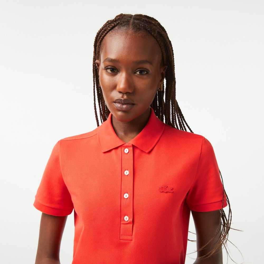 Lacoste Slim Fit Stretch Cotton Pique Polo Orange | AYHI-96105