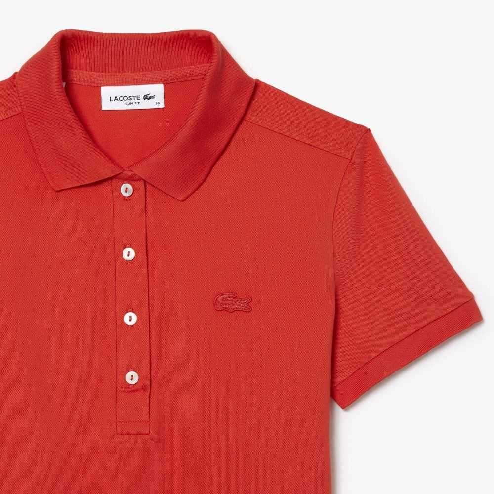 Lacoste Slim Fit Stretch Cotton Pique Polo Orange | AYHI-96105