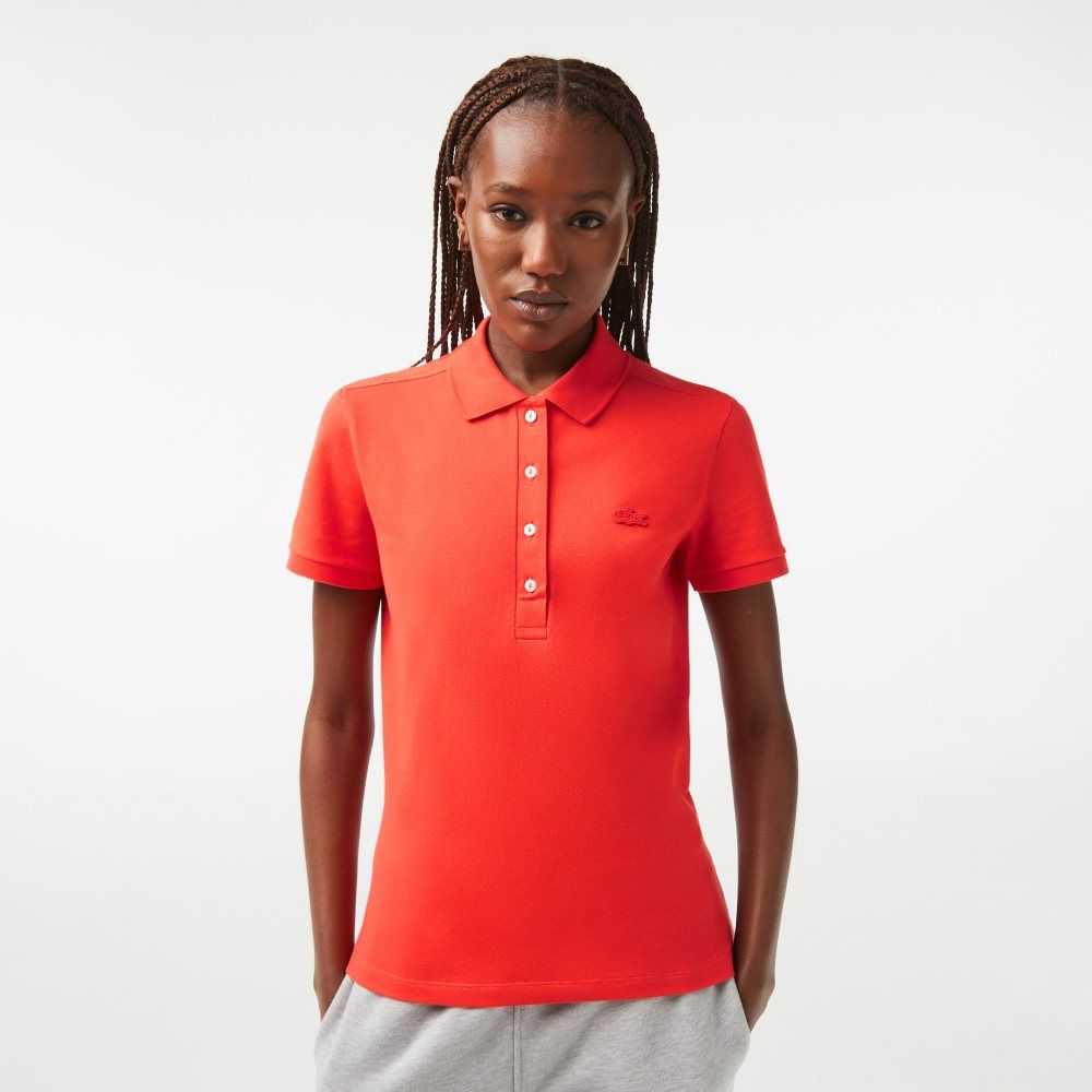 Shop Lacoste Polos USA - Slim Fit Stretch Cotton Pique Polo Womens Orange