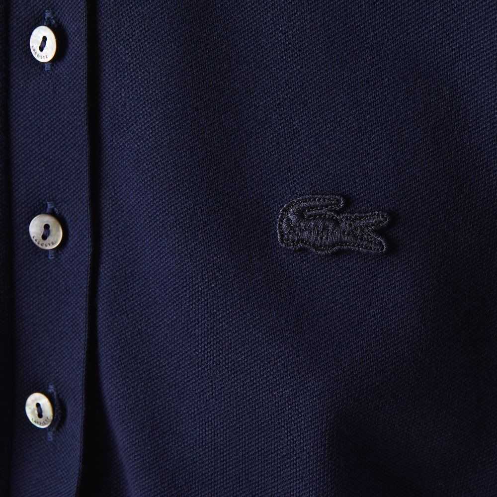 Lacoste Slim Fit Stretch Cotton Pique Polo Navy Blue | BZNG-27653