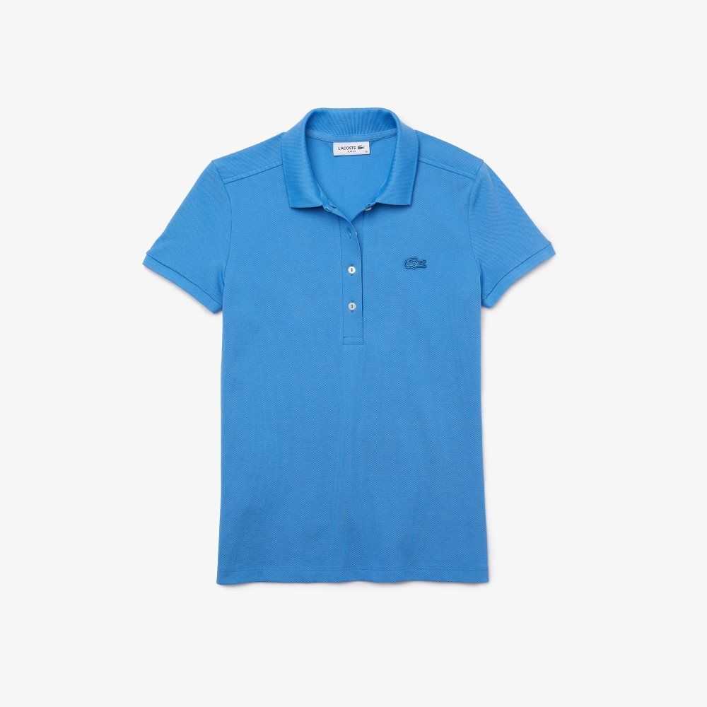 Lacoste Slim Fit Stretch Cotton Pique Polo Blue | NKSP-72698