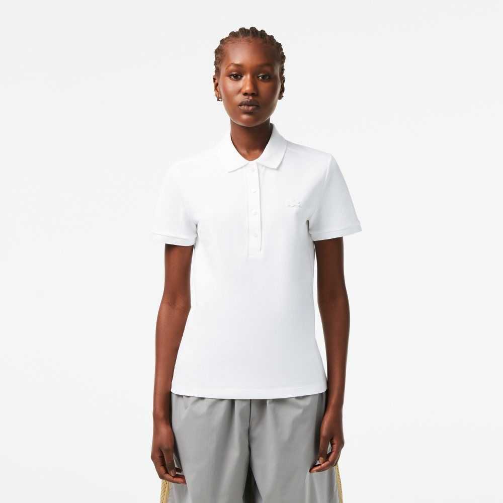 Lacoste Slim Fit Stretch Cotton Pique Polo White | SMWK-93570