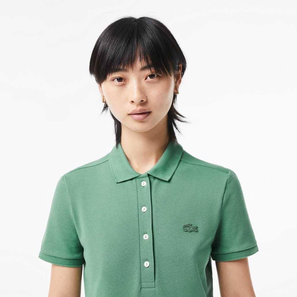 Lacoste Slim Fit Stretch Cotton Pique Polo Khaki Green | YHDS-94162