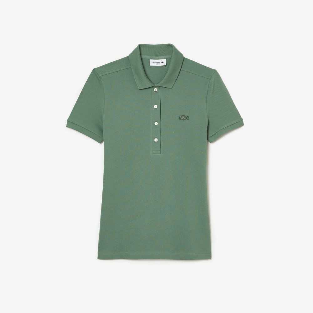 Lacoste Slim Fit Stretch Cotton Pique Polo Khaki Green | YHDS-94162