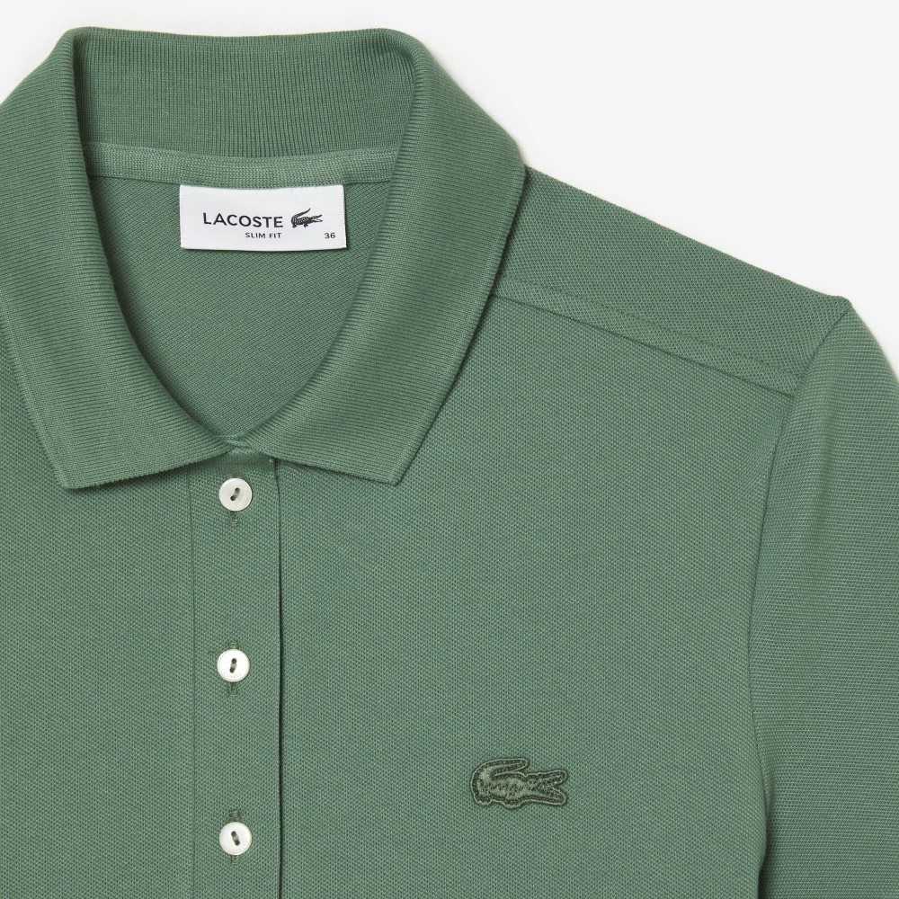 Lacoste Slim Fit Stretch Cotton Pique Polo Khaki Green | YHDS-94162