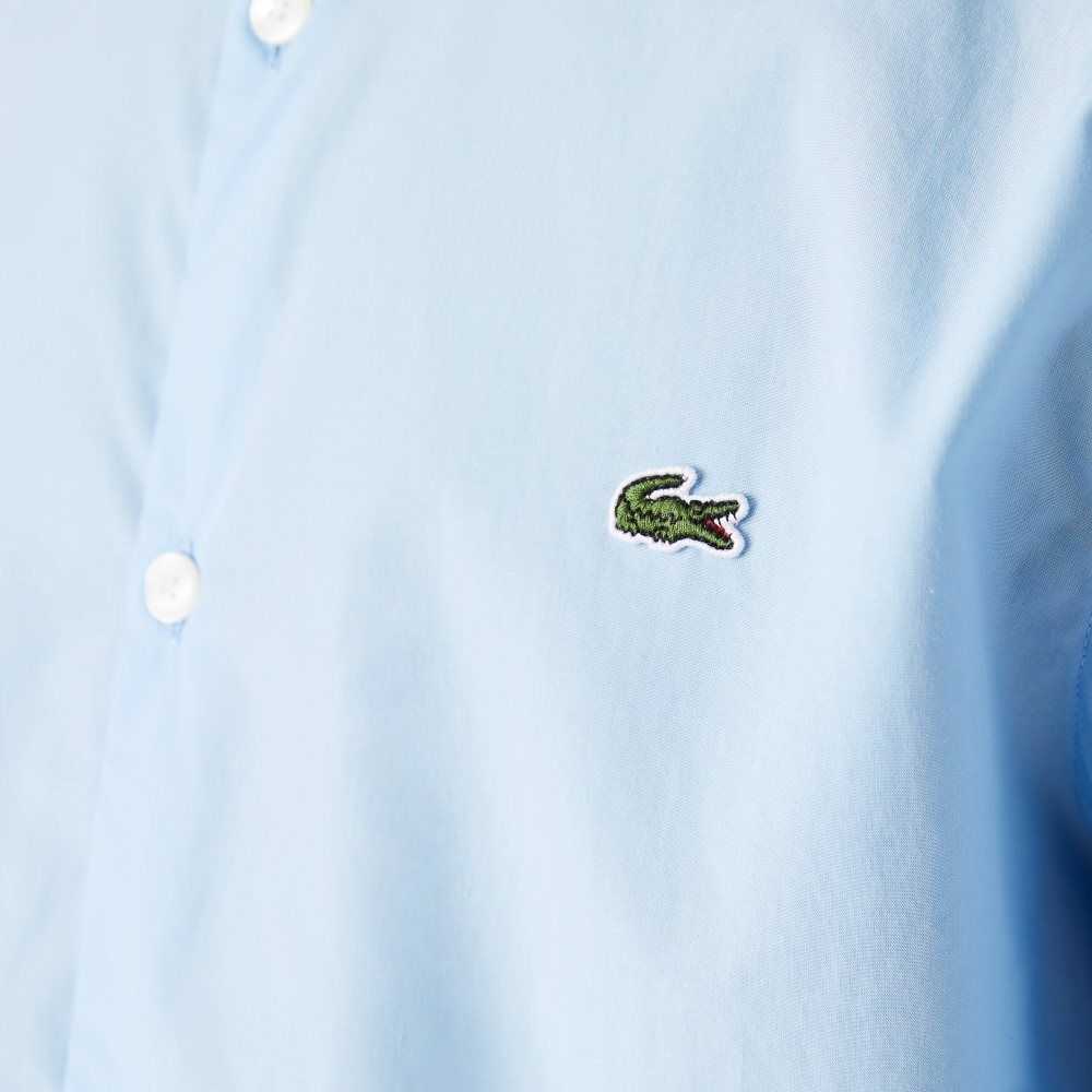 Lacoste Slim Fit Stretch Cotton Poplin Shirt Blue | JBSV-61473