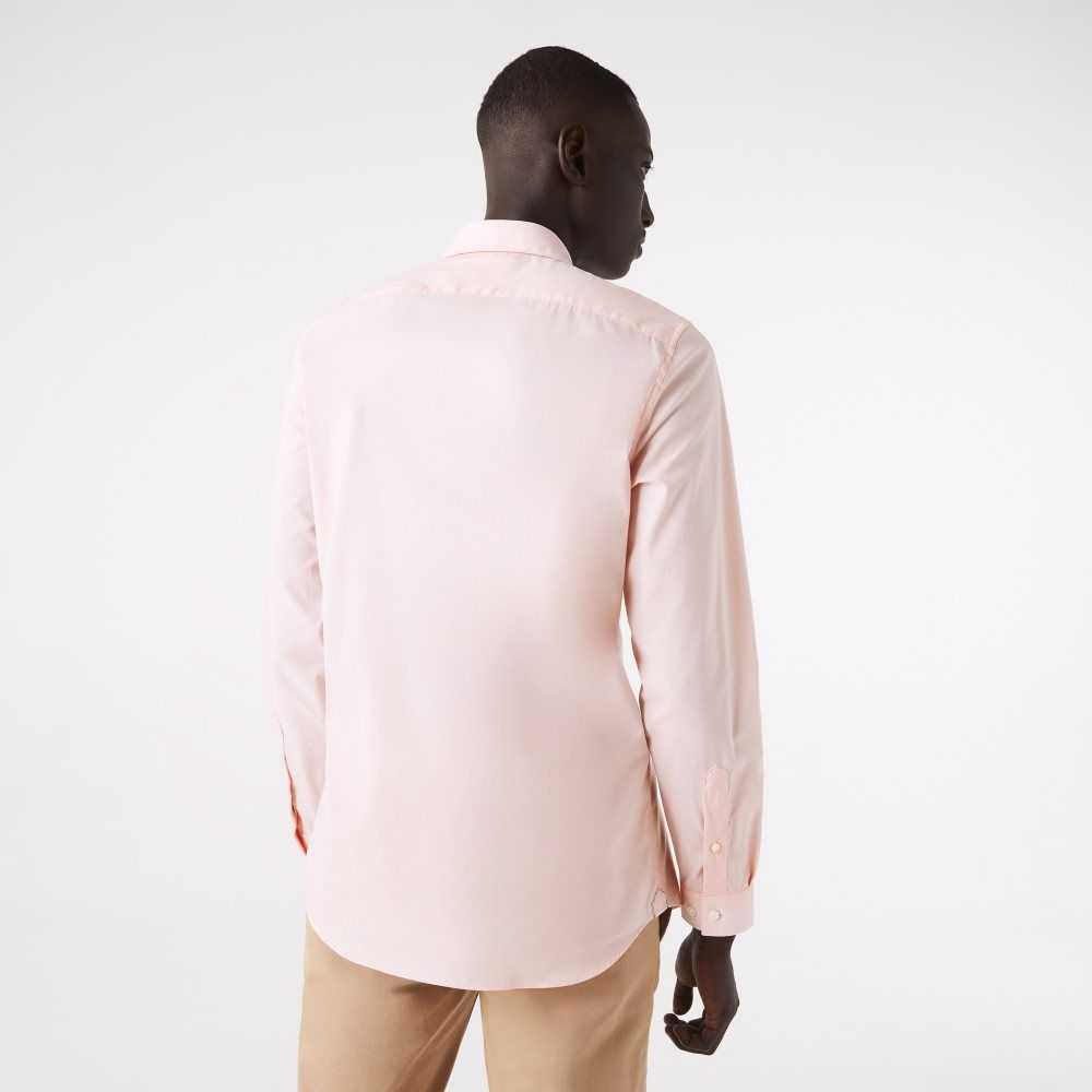 Lacoste Slim Fit Stretch Cotton Poplin Shirt Light Pink | YTWI-26437