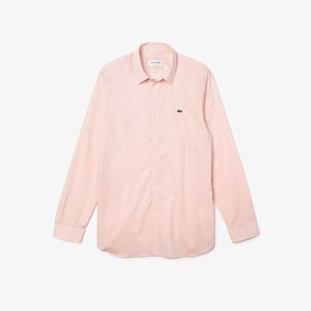 Lacoste Slim Fit Stretch Cotton Poplin Shirt Light Pink | YTWI-26437