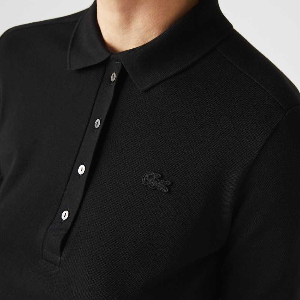 Lacoste Slim Fit Stretch Pique Polo Black | XQNF-35478