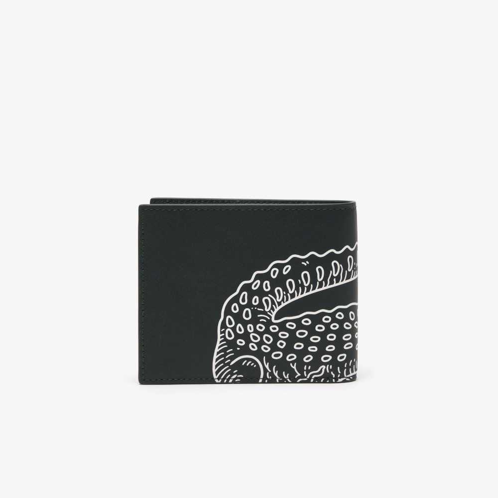 Lacoste Small Contrast Print Folding Wallet Sinople Farine | NTAE-30159