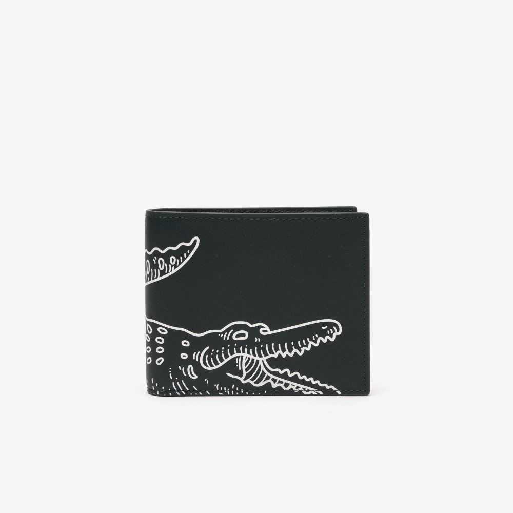 Lacoste Small Contrast Print Folding Wallet Sinople Farine | NTAE-30159