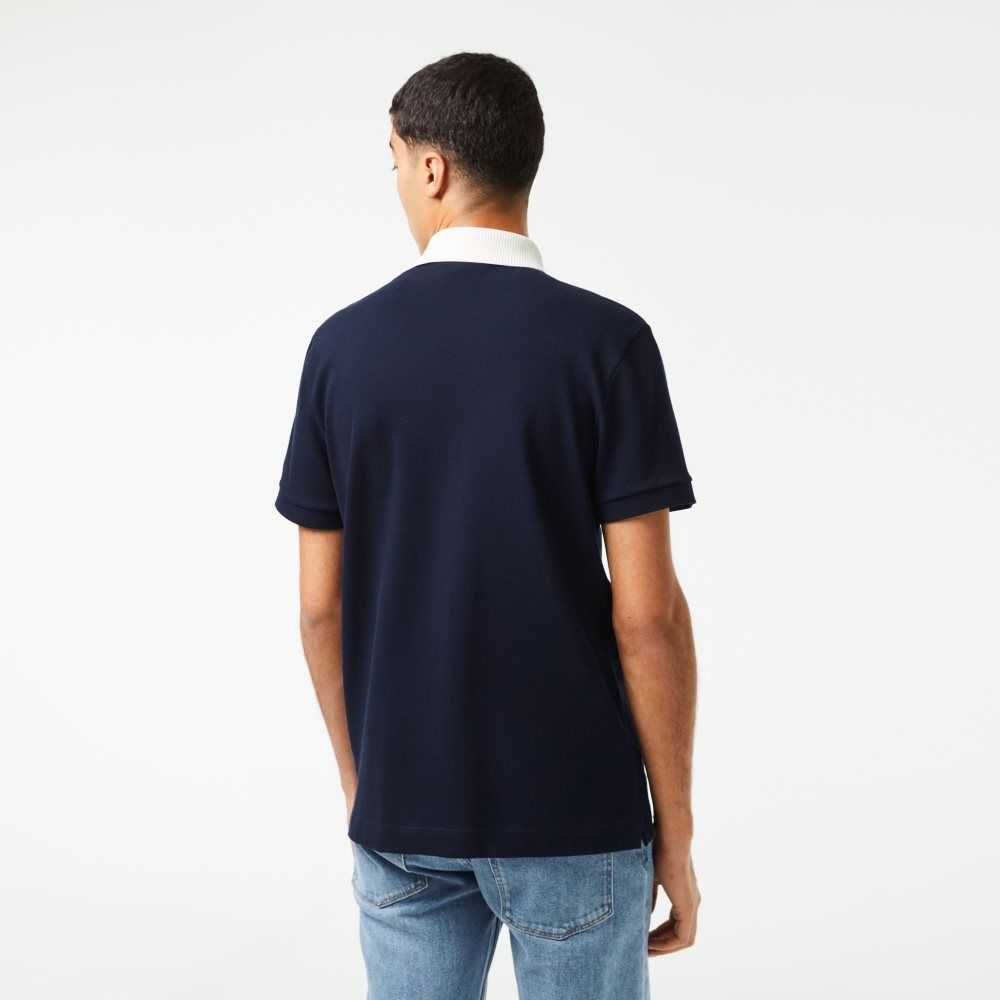 Lacoste Smart Paris Polo with cotton Petit Pique Navy Blue / White | MFUP-56728