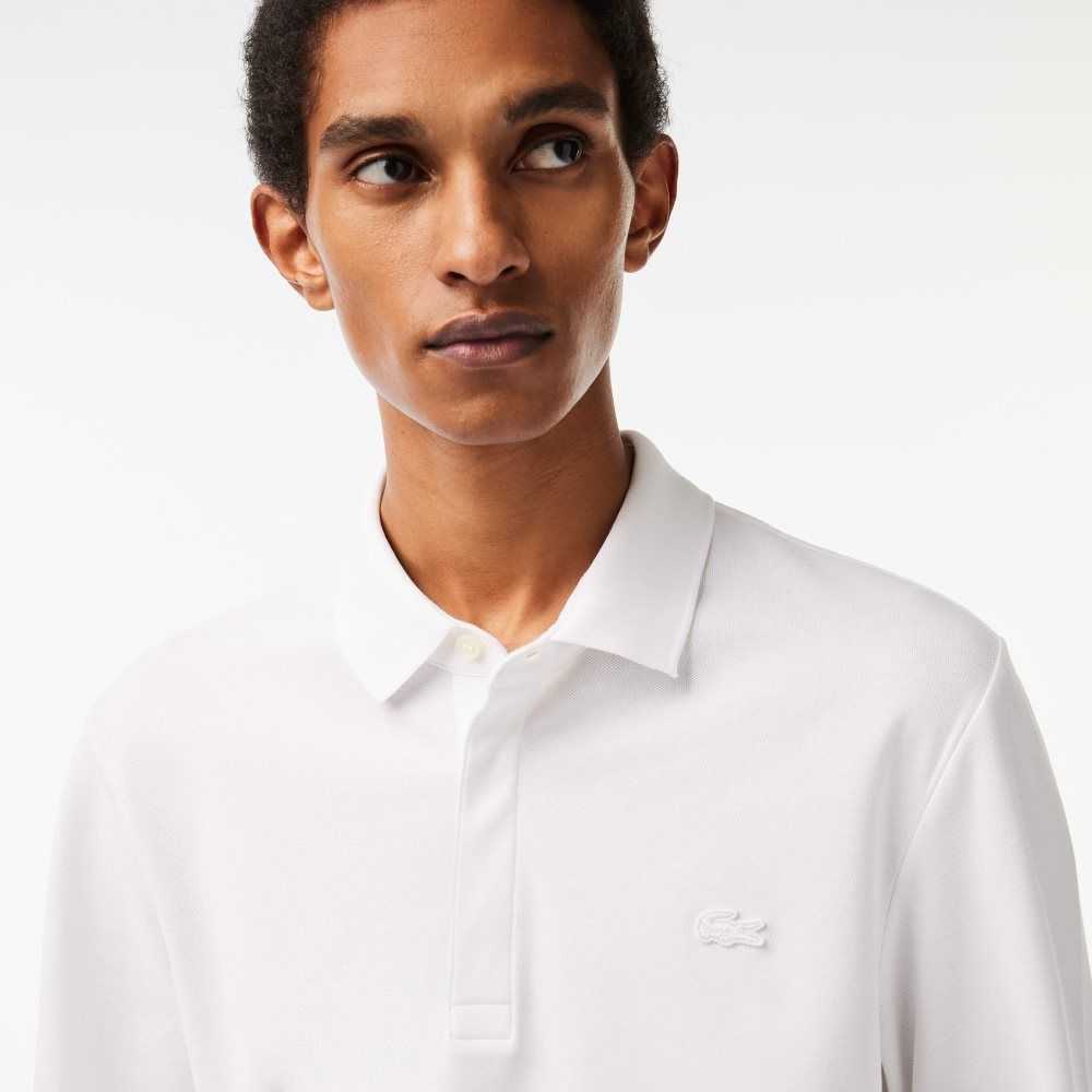 Lacoste Smart Paris long sleeve stretch cotton Polo White | CFNV-76982