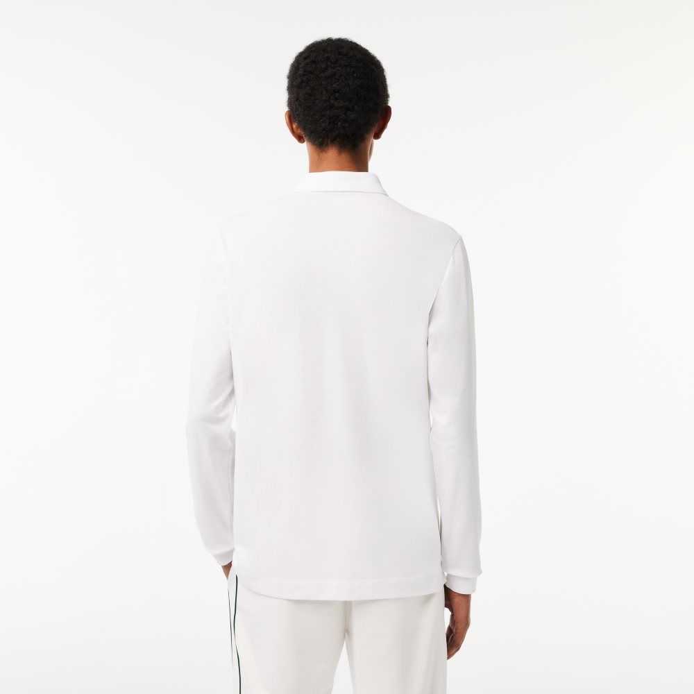 Lacoste Smart Paris long sleeve stretch cotton Polo White | CFNV-76982