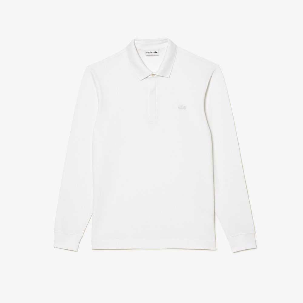 Lacoste Smart Paris long sleeve stretch cotton Polo White | CFNV-76982