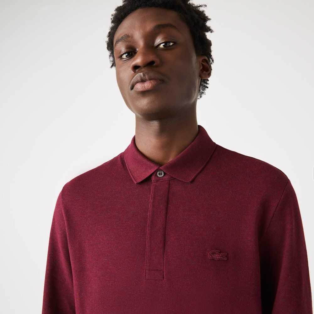 Lacoste Smart Paris long sleeve stretch cotton Polo Bordeaux | MKOS-95064