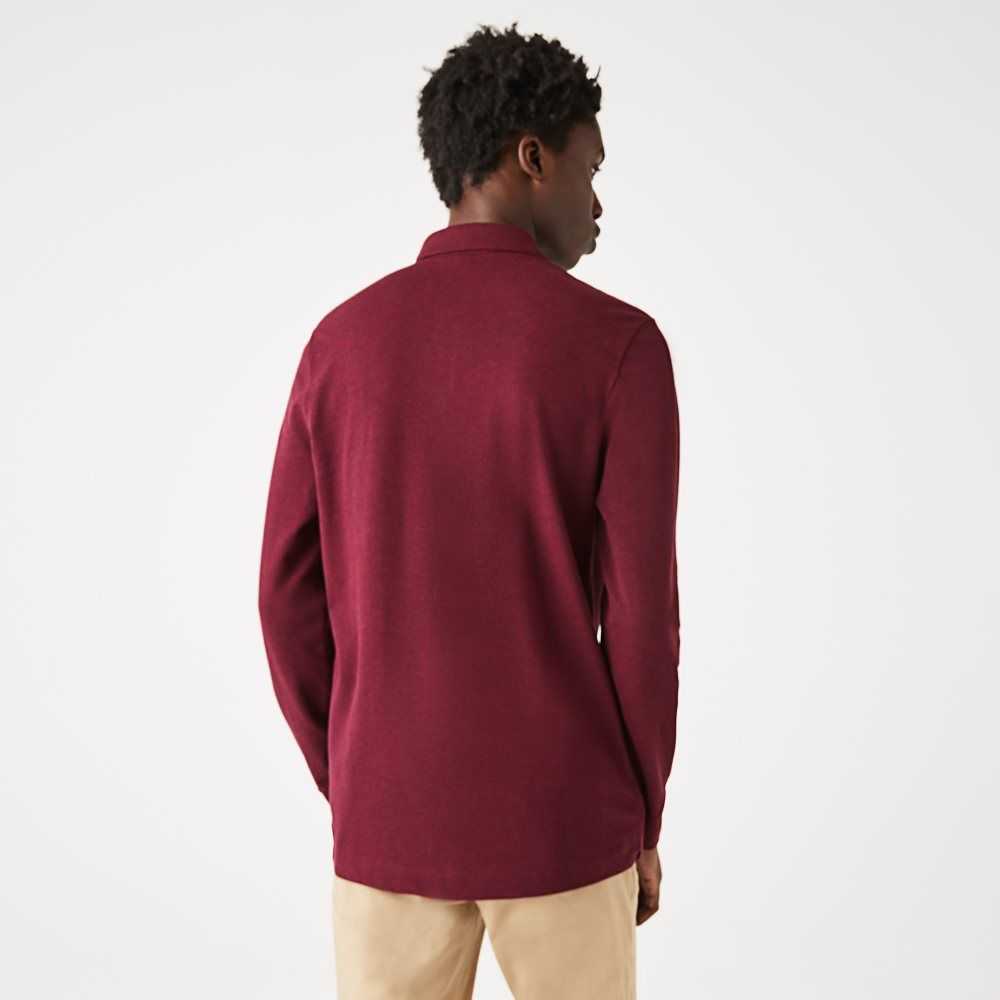 Lacoste Smart Paris long sleeve stretch cotton Polo Bordeaux | MKOS-95064