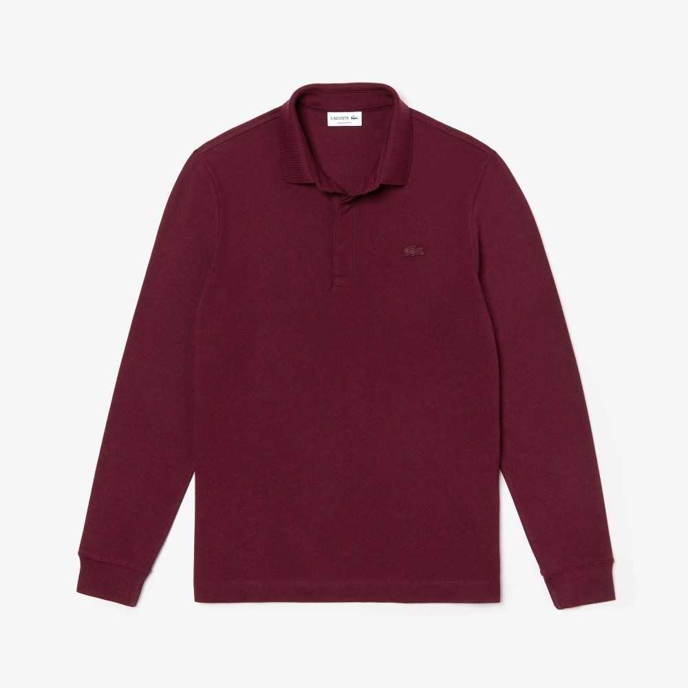 Lacoste Smart Paris long sleeve stretch cotton Polo Bordeaux | MKOS-95064