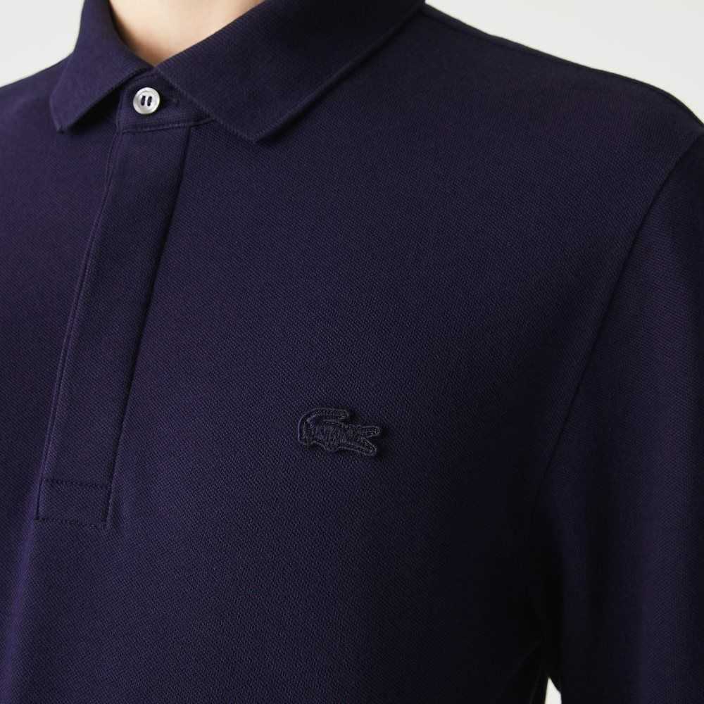 Lacoste Smart Paris long sleeve stretch cotton Polo Navy Blue | QAVD-84913