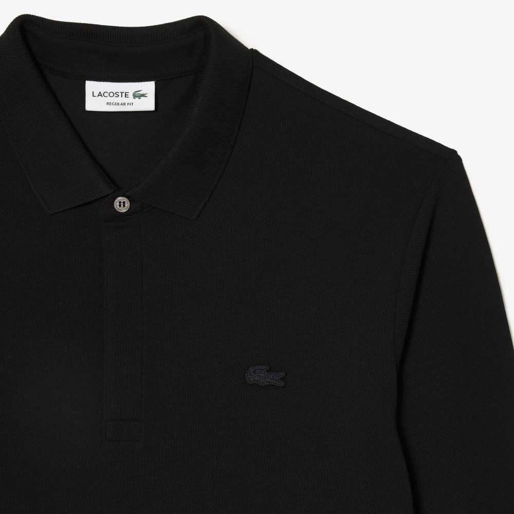Lacoste Smart Paris long sleeve stretch cotton Polo Black | SVWJ-53408