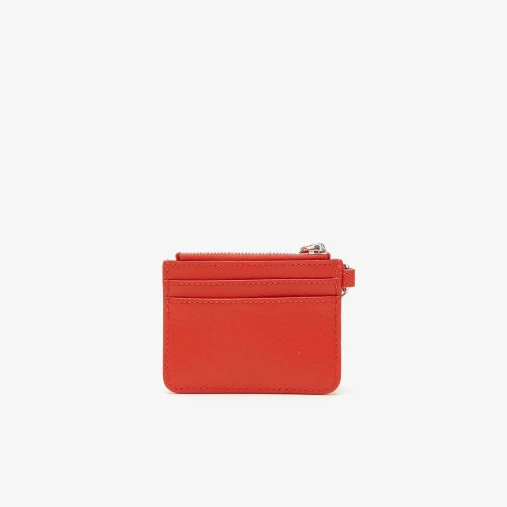 Lacoste Snap Hook Grained Leather Card Holder Corrida | EAXZ-58342