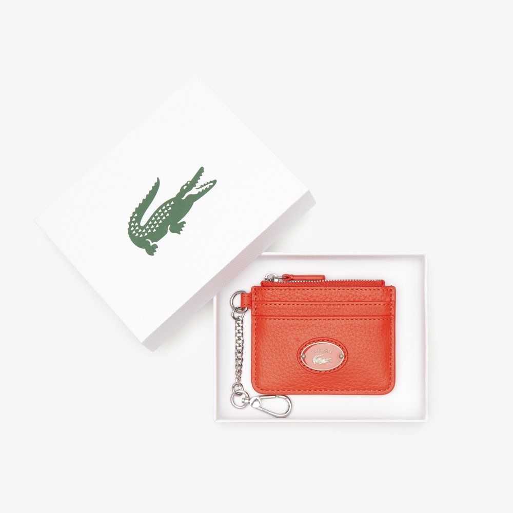 Lacoste Snap Hook Grained Leather Card Holder Corrida | EAXZ-58342