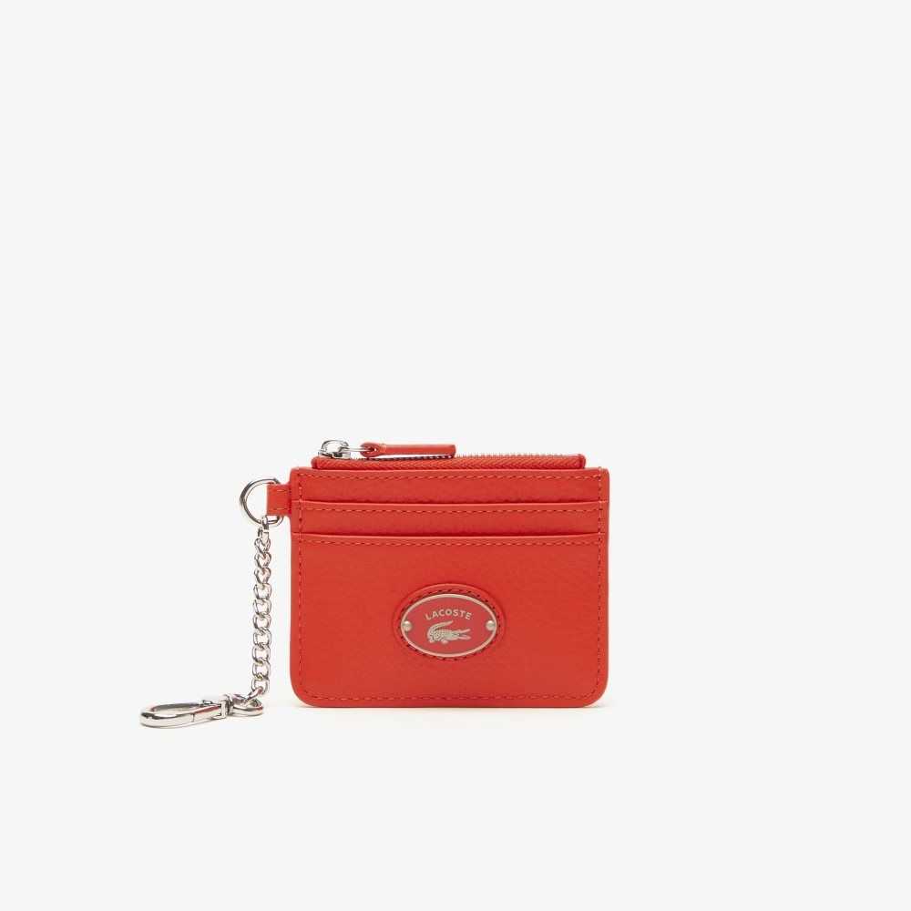 Lacoste Snap Hook Grained Leather Card Holder Corrida | EAXZ-58342