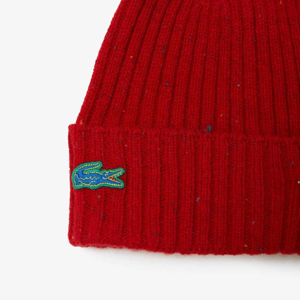 Lacoste Speckled Wool Beanie Red | ZGUY-43582