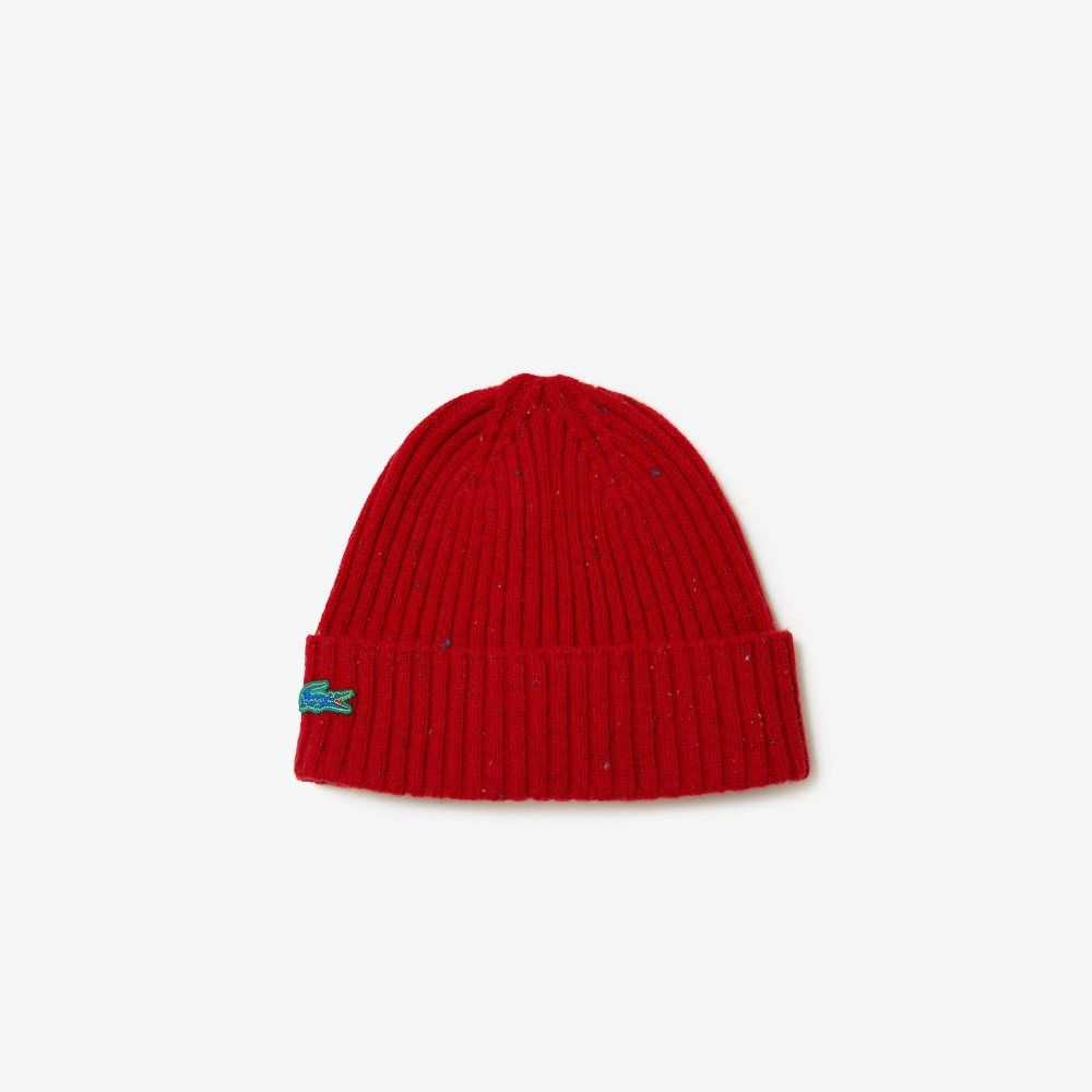 Lacoste Speckled Wool Beanie Red | ZGUY-43582