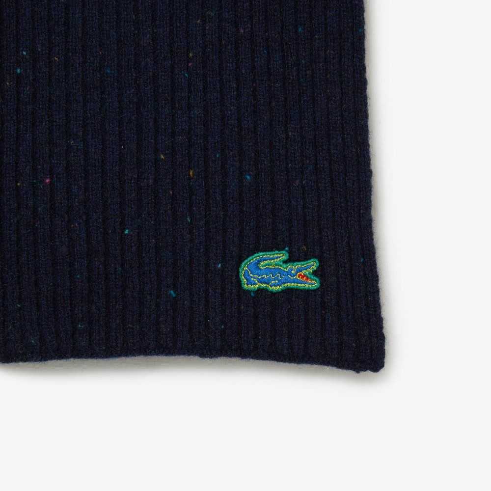 Lacoste Speckled Wool Scarf Navy Blue | YCTW-94723