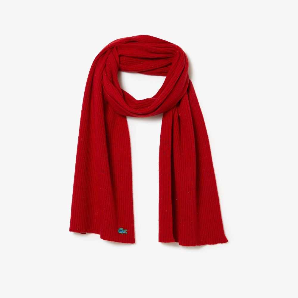 Lacoste Speckled Wool Scarf Red | OZLE-28045