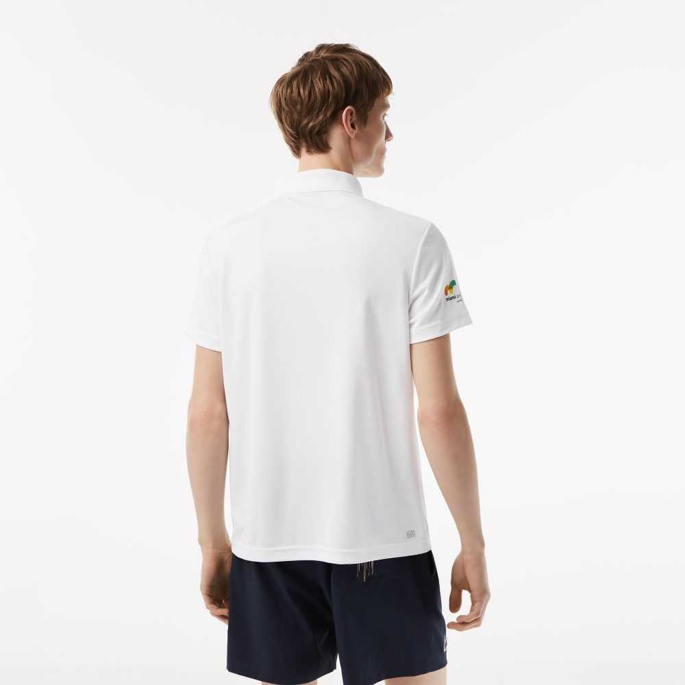 Lacoste Sport Miami Open Edition Pique Polo White | ZYGJ-89435