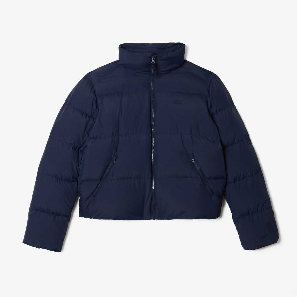 Lacoste Stowable Hood Padded Jacket Navy Blue | TPWD-23197