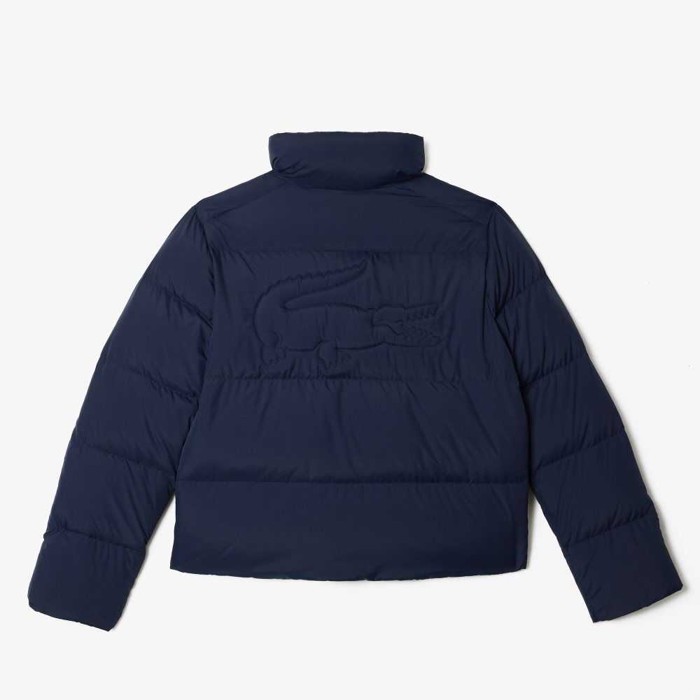 Lacoste Stowable Hood Padded Jacket Navy Blue | TPWD-23197