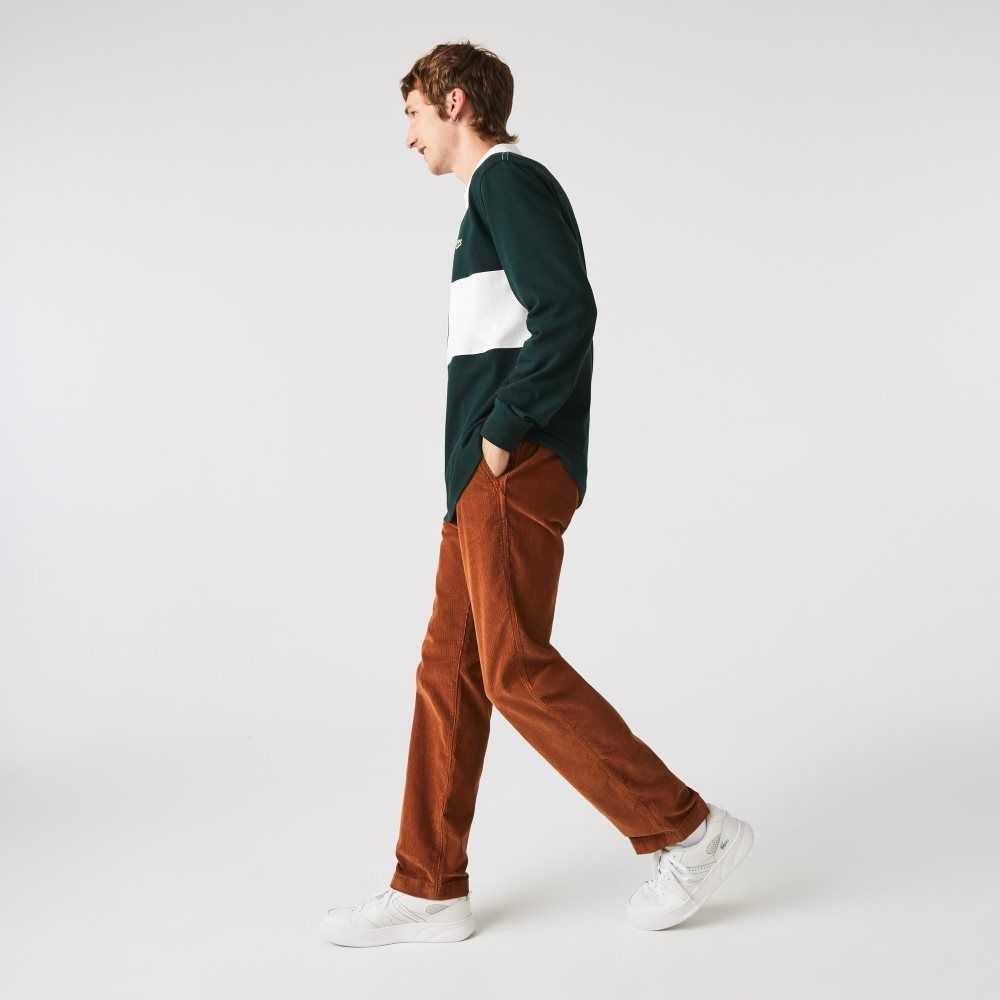 Lacoste Straight Fit Corduroy Chinos Brown | RPET-95318
