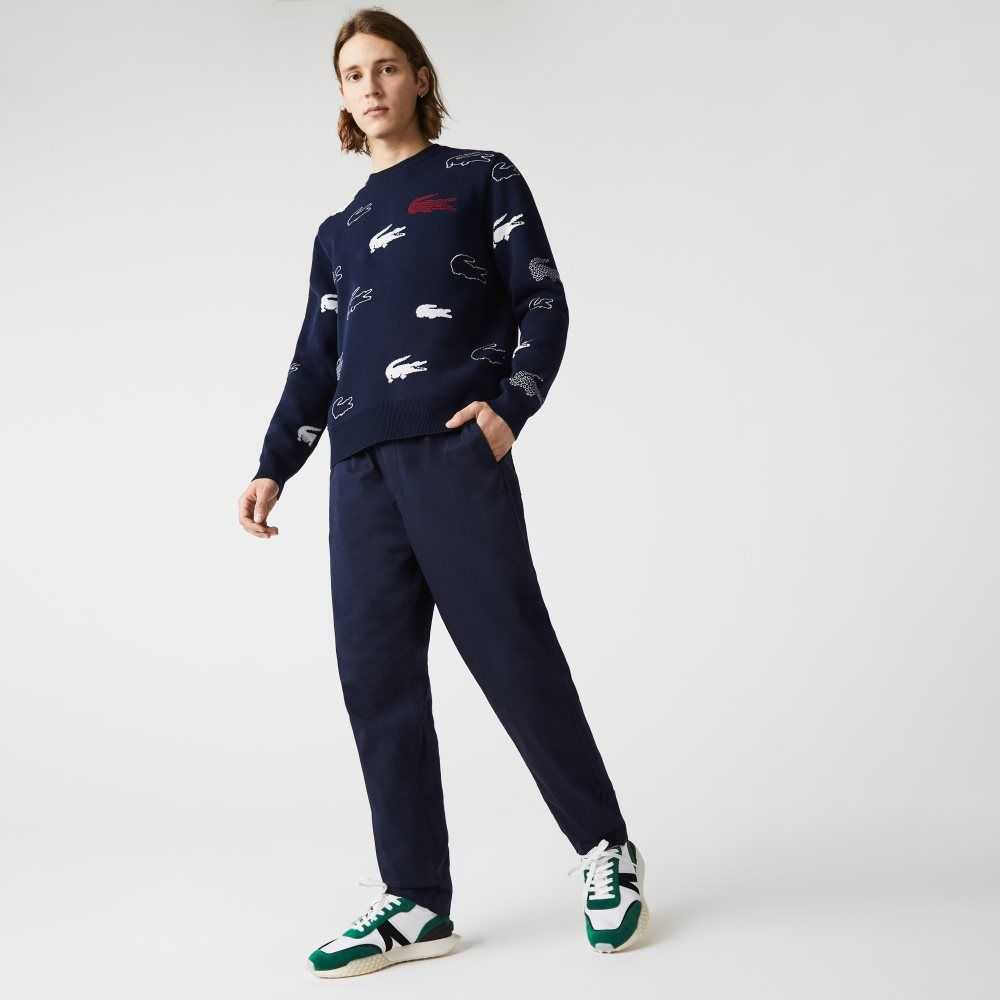 Lacoste Stretch Cotton Jogging Pants Navy Blue | SNTI-67032